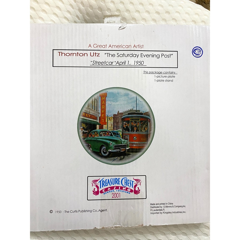 Thornton Utz Saturday Evening Post Streetcar Plate Treasure Chest Casino 2001